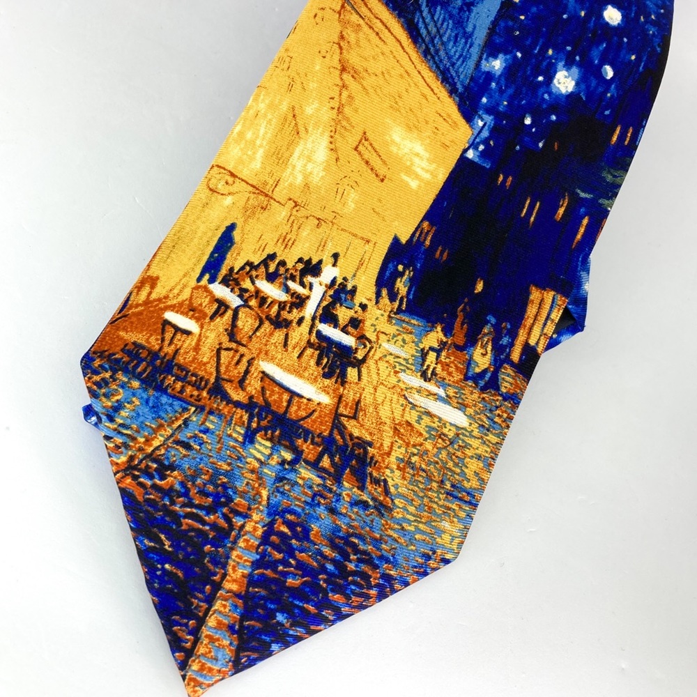 CLEARANCE Tie Vincent Van Gogh A Sidewalk Cafe at Night SOIE Reflets D’ Art Silk